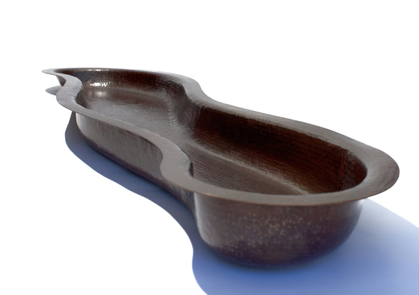 SONOMA GRANDE | River Shape Under Mount Bar Copper Sink with 1.5" Rim - 51 x 14 x 4.5" - Gauge 16 - COPPER ALCHEMY