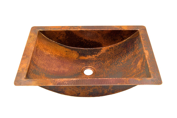 TAMAYO | Rectangular Under Mount Bathroom Copper Sink with 1.5" Flat Rim - 22 x 16 x 5" - Gauge 16 - COPPER ALCHEMY