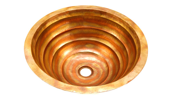 TORNEDO | Round Under Mount Bathroom Copper Sink with 1" Flat Rim - 17 x 6" - Gauge 18 - COPPER ALCHEMY