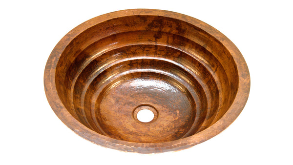TORNEDO | Round Under Mount Bathroom Copper Sink with 1" Flat Rim - 17 x 6" - Gauge 18 - COPPER ALCHEMY