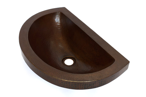 VITALI | Oval Raised Profile Bathroom Copper Sink with 1.5" Apron and Flat Back - 19 x 12 x 6" - COPPER ALCHEMY
