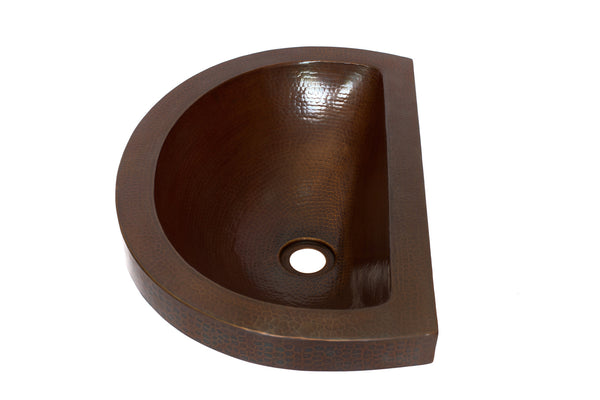 VITALI | Oval Raised Profile Bathroom Copper Sink with 1.5" Apron and Flat Back - 19 x 12 x 6" - COPPER ALCHEMY