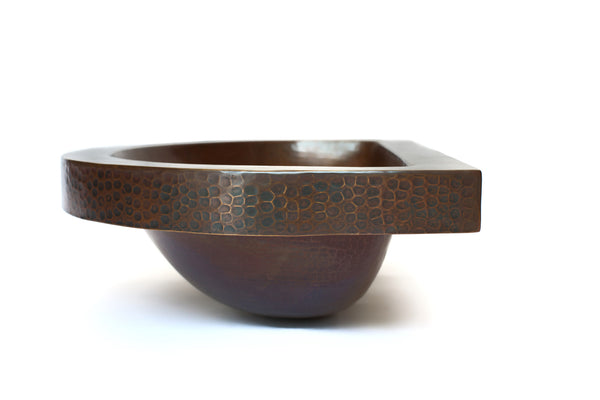 VITALI | Oval Raised Profile Bathroom Copper Sink with 1.5" Apron and Flat Back - 19 x 12 x 6" - COPPER ALCHEMY