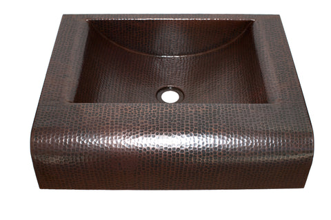 WEEGE | Rectangular Raised Profile Bathroom Copper Sink with 5" Apron height  - 20 x 16 x 5" - COPPER ALCHEMY